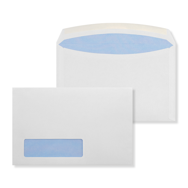 Pitney Bowes<sup>MD</sup> 6 po x 9,25 po IMB Enveloppes brochure blanches gommées avec teinte et fenêtre unique, 24#