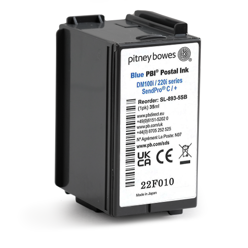 Pitney Bowes Franking Ink Cartridge - Blue - DM100i, DM200i, SendPro C and SendPro+ Series